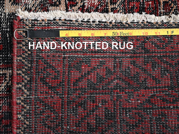 4'1" x 7'1" Vintage Hand Knotted Red Wool Rectangle Oriental Rug - MOA1021535