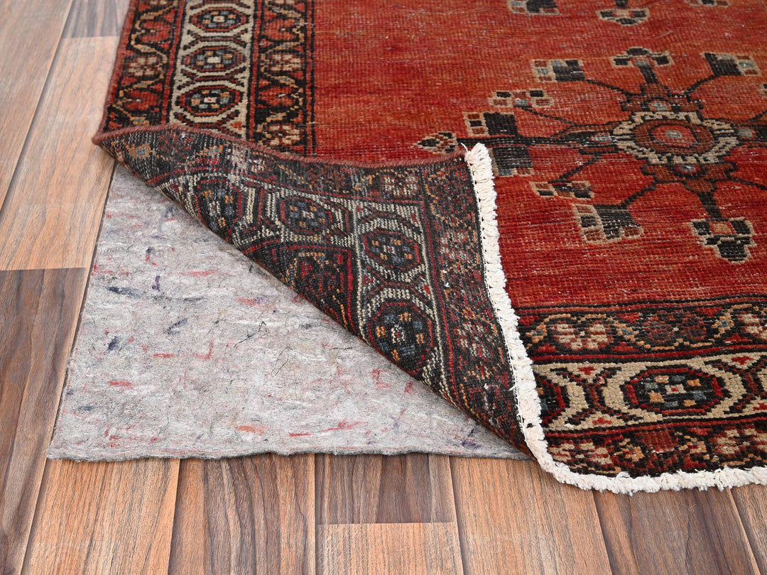 3'11" x 6'4" Vintage Hand Knotted Orange Wool Rectangle Oriental Rug - MOA1021537
