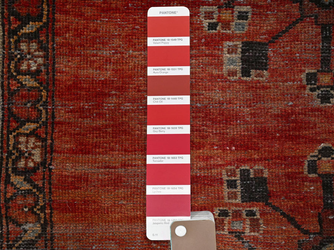 3'11" x 6'4" Vintage Hand Knotted Orange Wool Rectangle Oriental Rug - MOA1021537