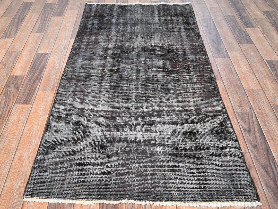 2'10" x 5'7" Vintage Hand Knotted Overdyed Wool Rectangle Oriental Rug - MOA1021538