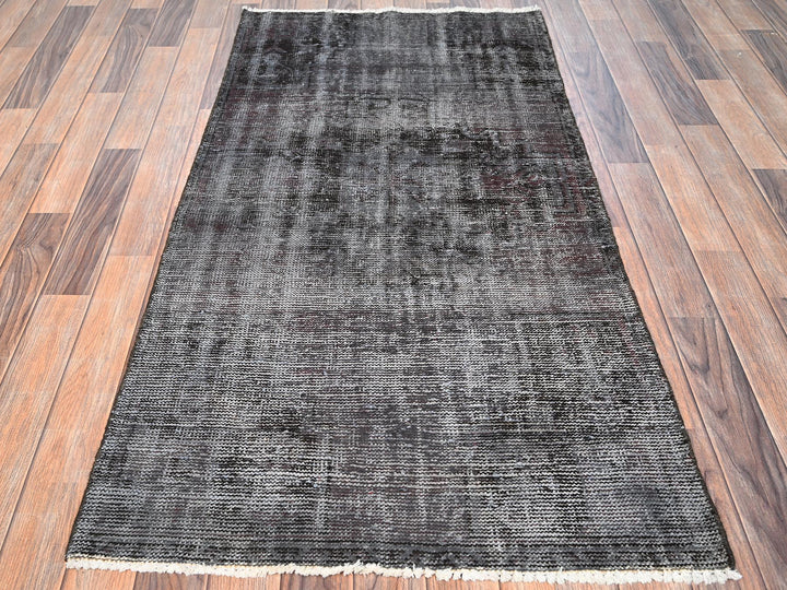 2'10" x 5'7" Vintage Hand Knotted Overdyed Wool Rectangle Oriental Rug - MOA1021538