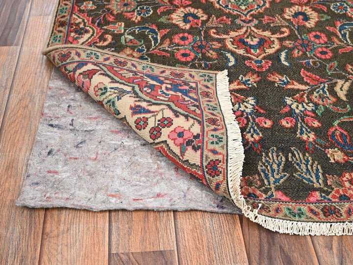 2'9" x 6'9" Vintage Hand Knotted Brown Wool Runner Oriental Rug - MOA1021540