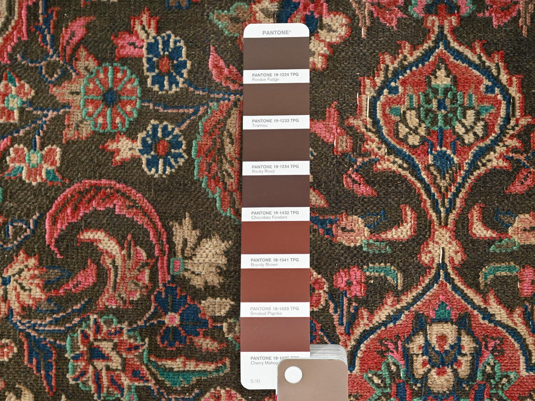 2'9" x 6'9" Vintage Hand Knotted Brown Wool Runner Oriental Rug - MOA1021540