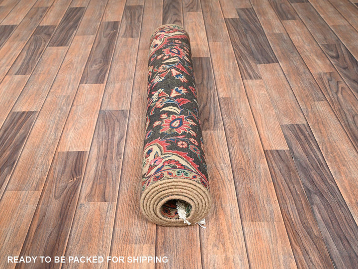 2'9" x 6'9" Vintage Hand Knotted Brown Wool Runner Oriental Rug - MOA1021540