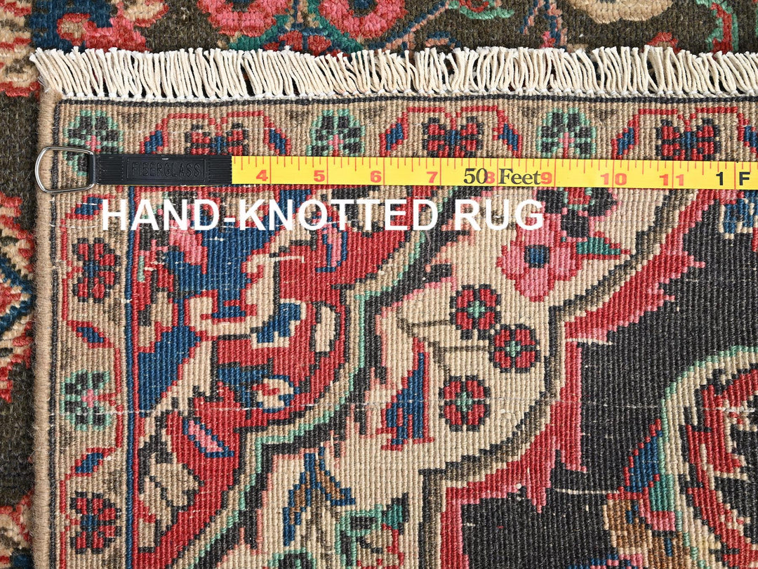 2'9" x 6'9" Vintage Hand Knotted Brown Wool Runner Oriental Rug - MOA1021540