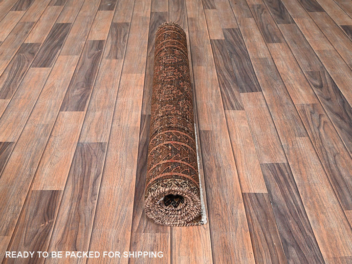 3'1" x 6'6" Vintage Hand Knotted Brown Wool Runner Oriental Rug - MOA1021541