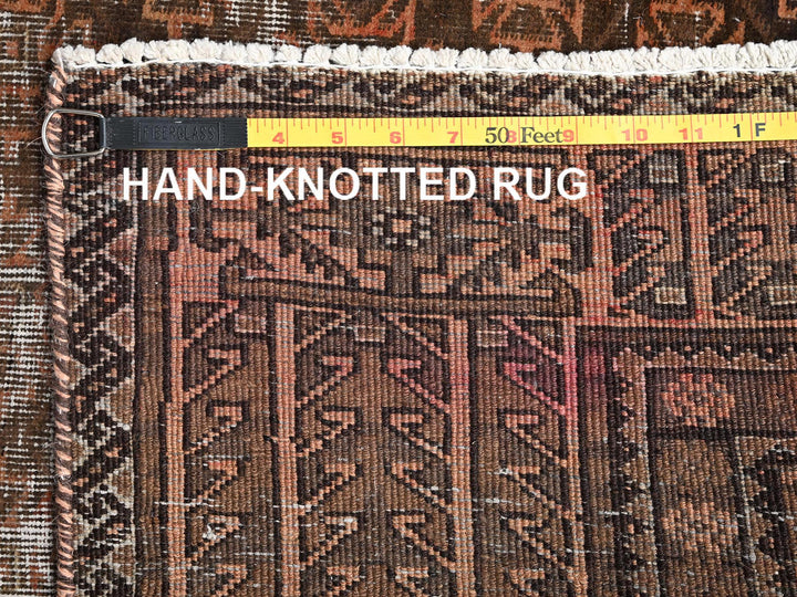 3'1" x 6'6" Vintage Hand Knotted Brown Wool Runner Oriental Rug - MOA1021541
