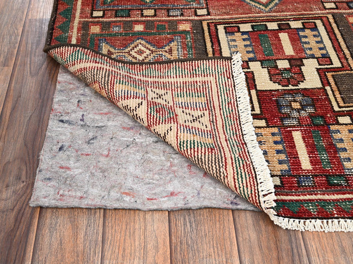 3'1" x 6'7" Vintage Hand Knotted Red Wool Runner Oriental Rug - MOA1021546