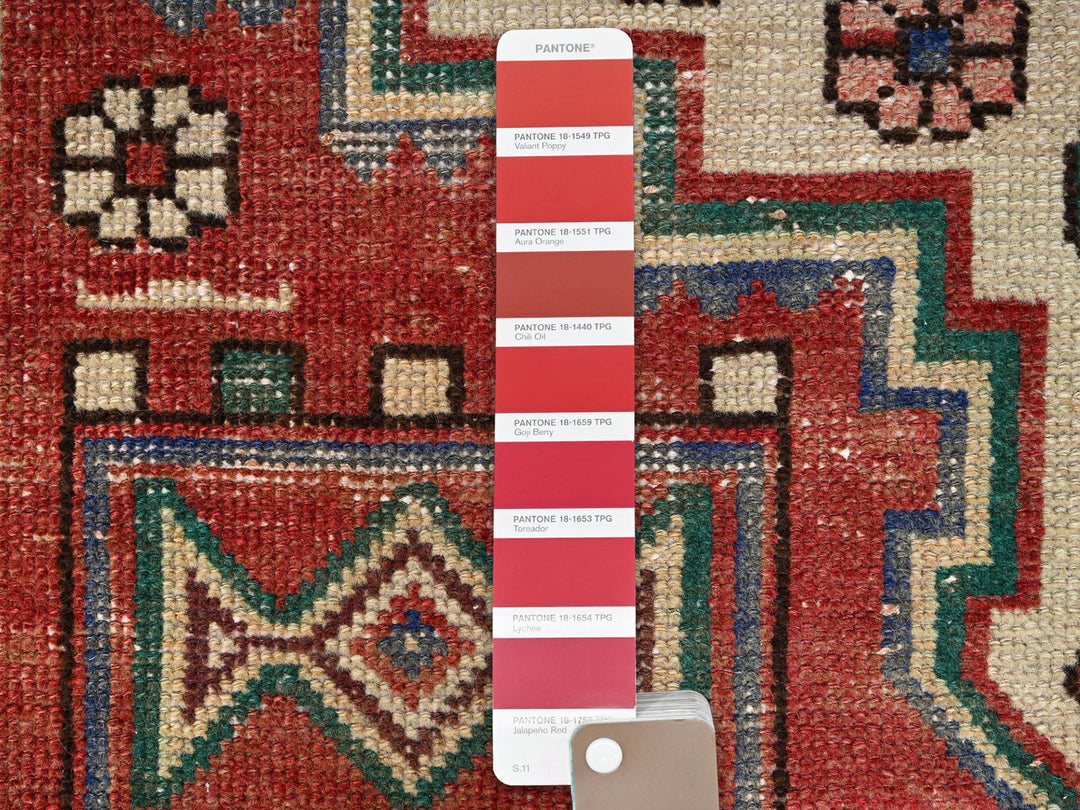 3'1" x 6'7" Vintage Hand Knotted Red Wool Runner Oriental Rug - MOA1021546