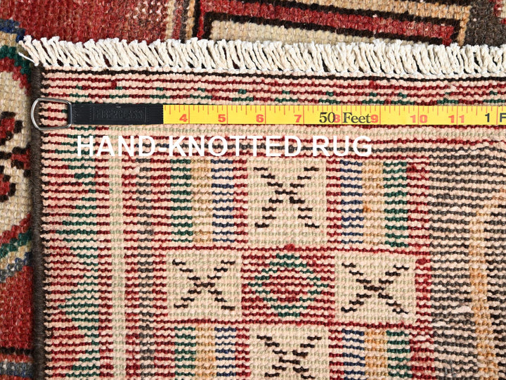 3'1" x 6'7" Vintage Hand Knotted Red Wool Runner Oriental Rug - MOA1021546