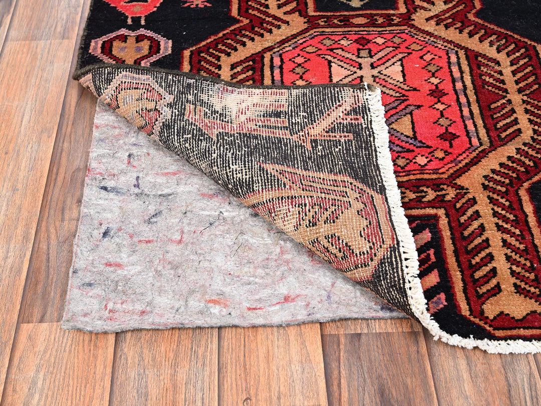2'5" x 8'10" Vintage Hand Knotted Black Wool Runner Oriental Rug - MOA1021547