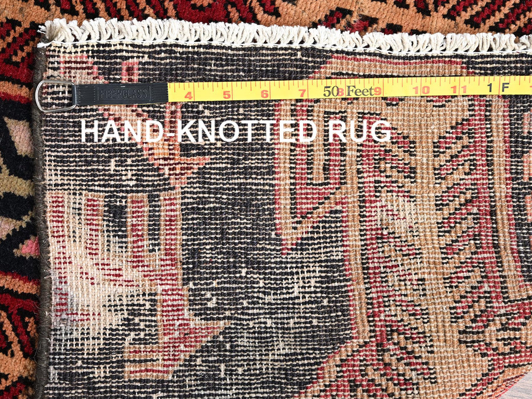 2'5" x 8'10" Vintage Hand Knotted Black Wool Runner Oriental Rug - MOA1021547