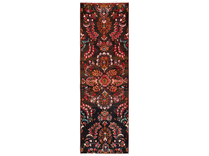 2'7" x 8'1" Vintage Hand Knotted Brown Wool Runner Oriental Rug - MOA1021548