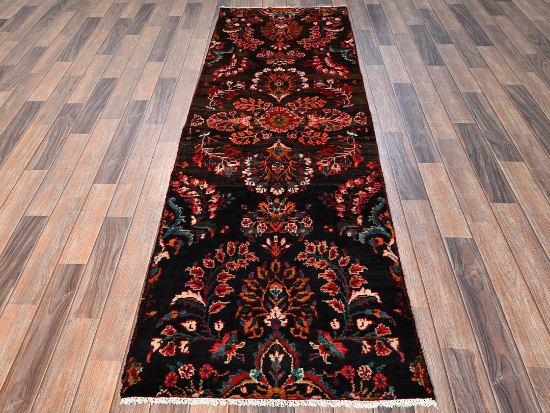 2'7" x 8'1" Vintage Hand Knotted Brown Wool Runner Oriental Rug - MOA1021548