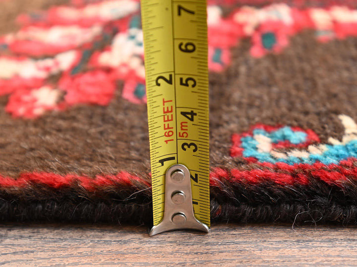 2'7" x 8'1" Vintage Hand Knotted Brown Wool Runner Oriental Rug - MOA1021548