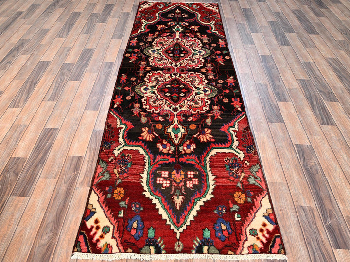 2'9" x 8'11" Vintage Hand Knotted Brown Wool Runner Oriental Rug - MOA1021549