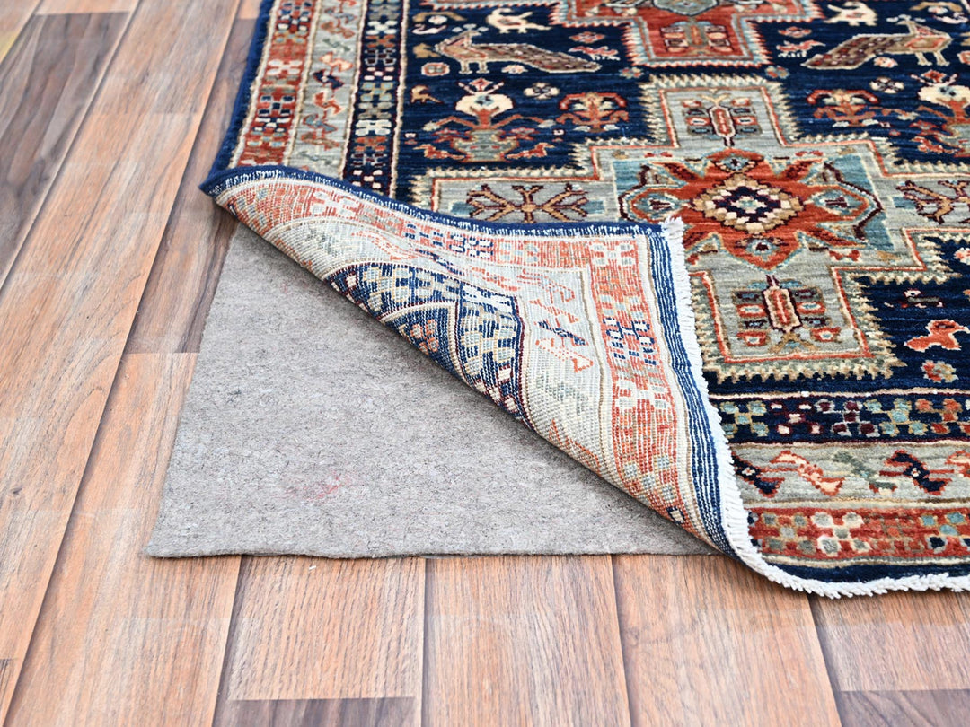 2'7" x 7'9" New Hand Knotted Blue Wool Runner Oriental Rug - MOA102154