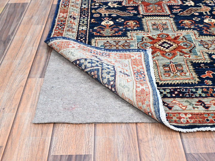 2'7" x 7'9" New Hand Knotted Blue Wool Runner Oriental Rug - MOA102154
