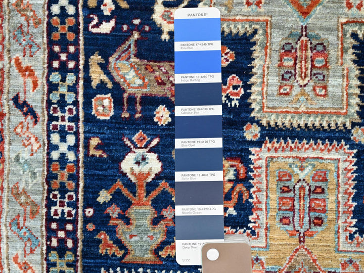 2'7" x 7'9" New Hand Knotted Blue Wool Runner Oriental Rug - MOA102154