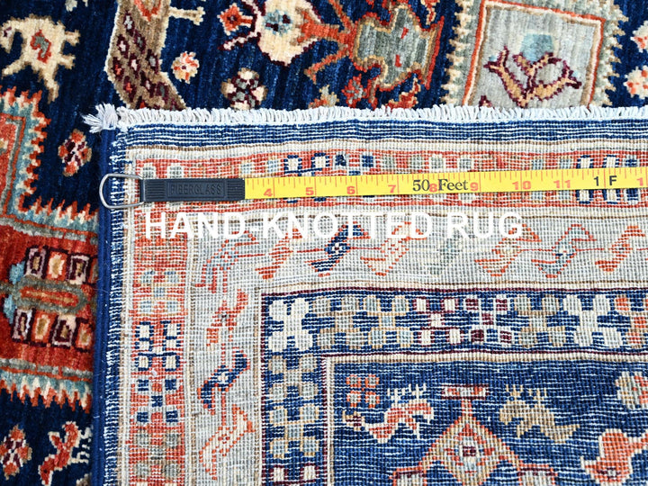 2'7" x 7'9" New Hand Knotted Blue Wool Runner Oriental Rug - MOA102154