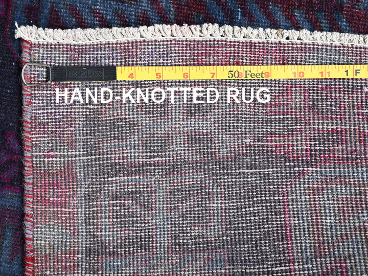 2'11" x 9'2" Vintage Hand Knotted Overdyed Wool Runner Oriental Rug - MOA1021550