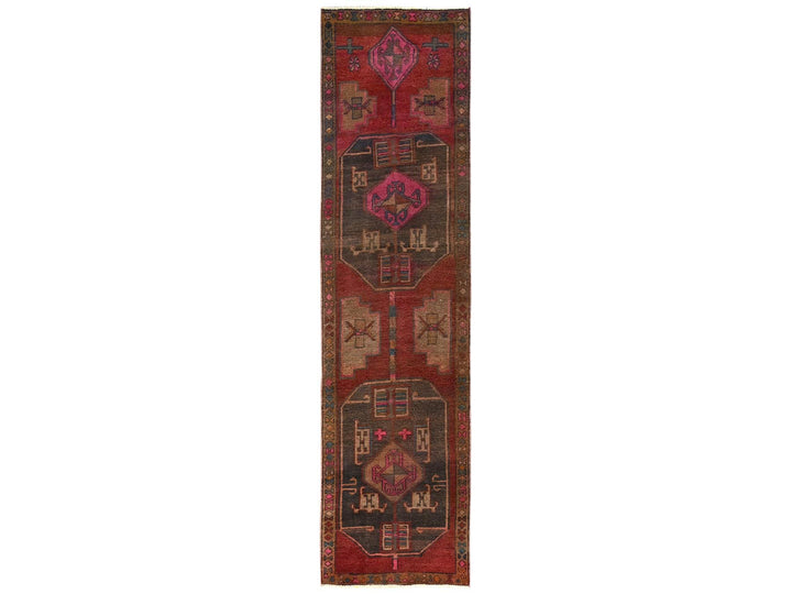 2'10" x 11'8" Vintage Hand Knotted Red Wool Runner Oriental Rug - MOA1021552