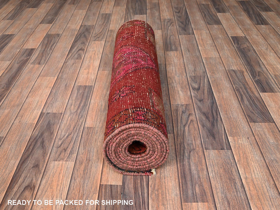 2'10" x 11'8" Vintage Hand Knotted Red Wool Runner Oriental Rug - MOA1021552