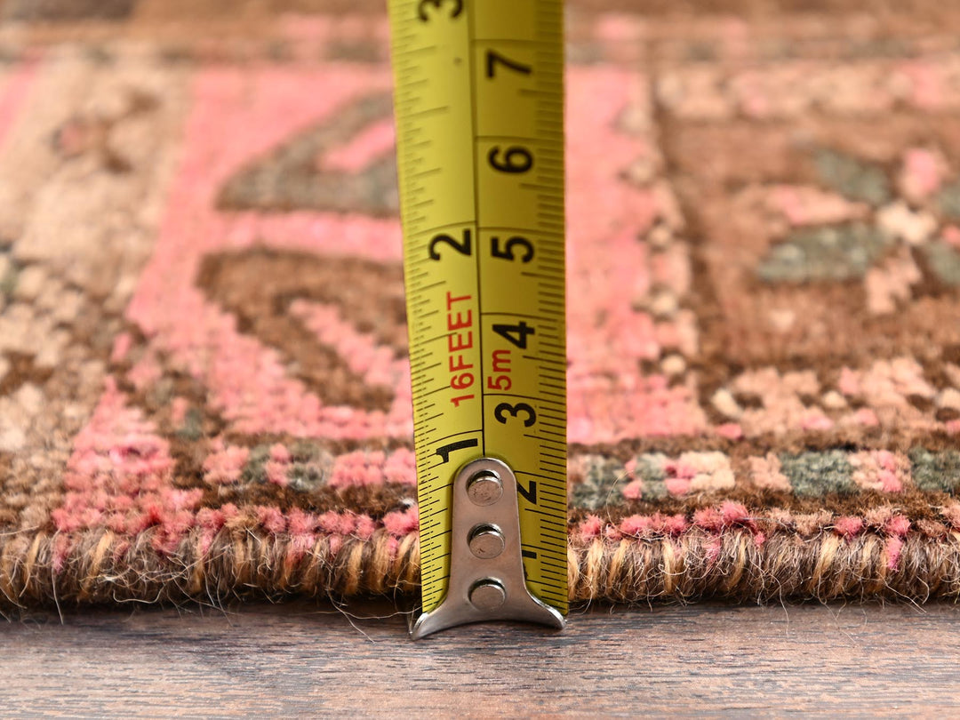 2'7" x 8'9" Vintage Hand Knotted Brown Wool Runner Oriental Rug - MOA1021553