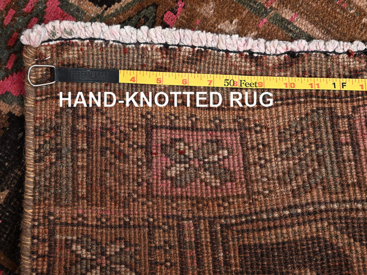 2'7" x 8'9" Vintage Hand Knotted Brown Wool Runner Oriental Rug - MOA1021553