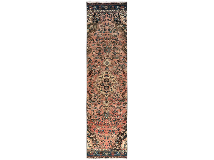 2'6" x 10'3" Vintage Hand Knotted Pink Wool Runner Oriental Rug - MOA1021554