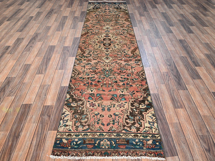 2'6" x 10'3" Vintage Hand Knotted Pink Wool Runner Oriental Rug - MOA1021554