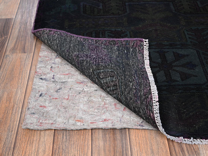 3'0" x 8'4" Vintage Hand Knotted Overdyed Wool Runner Oriental Rug - MOA1021555