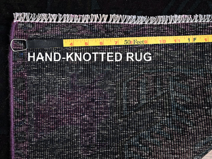 3'0" x 8'4" Vintage Hand Knotted Overdyed Wool Runner Oriental Rug - MOA1021555