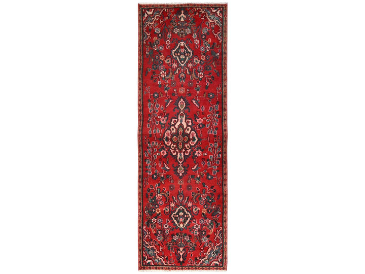 3'0" x 9'1" Vintage Hand Knotted Red Wool Runner Oriental Rug - MOA1021557