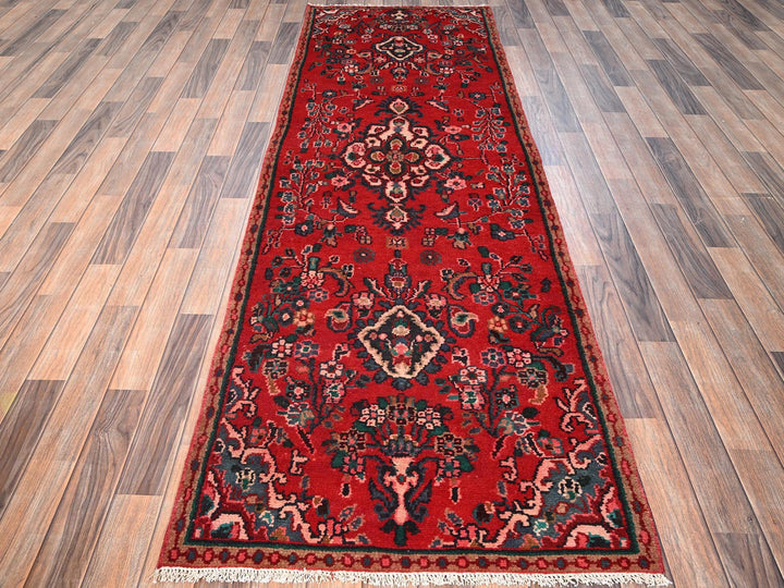 3'0" x 9'1" Vintage Hand Knotted Red Wool Runner Oriental Rug - MOA1021557