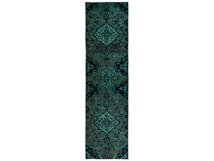 2'7" x 9'10" Vintage Hand Knotted Overdyed Wool Runner Oriental Rug - MOA1021558