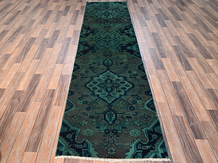 2'7" x 9'10" Vintage Hand Knotted Overdyed Wool Runner Oriental Rug - MOA1021558