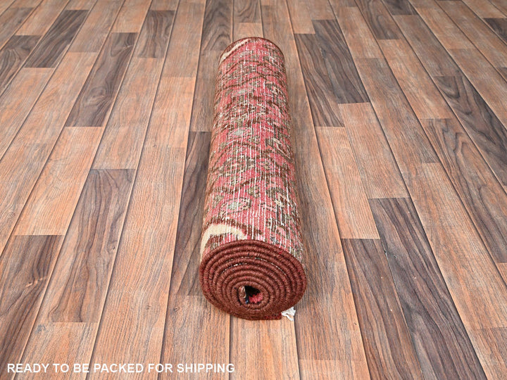 2'7" x 8'6" Vintage Hand Knotted Pink Wool Runner Oriental Rug - MOA1021559
