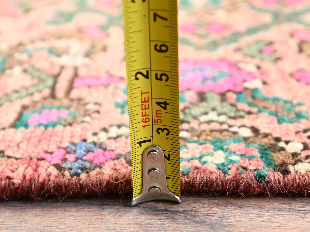 2'7" x 8'6" Vintage Hand Knotted Pink Wool Runner Oriental Rug - MOA1021559