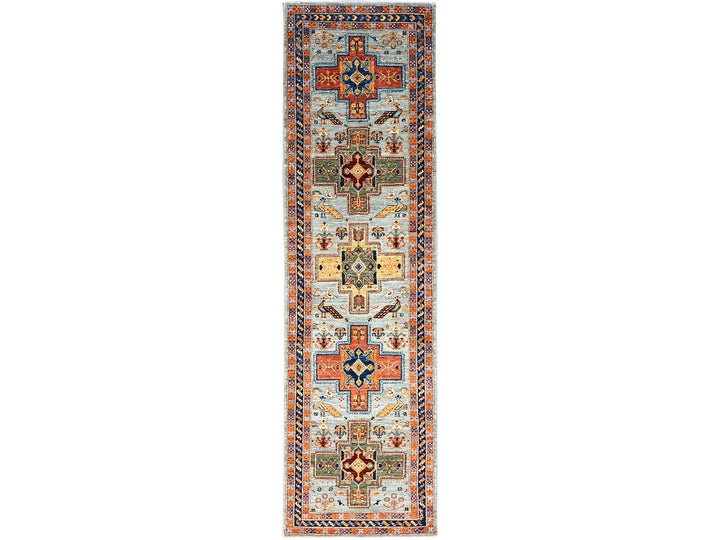 2'8" x 9'8" New Hand Knotted Grey Wool Runner Oriental Rug - MOA102155