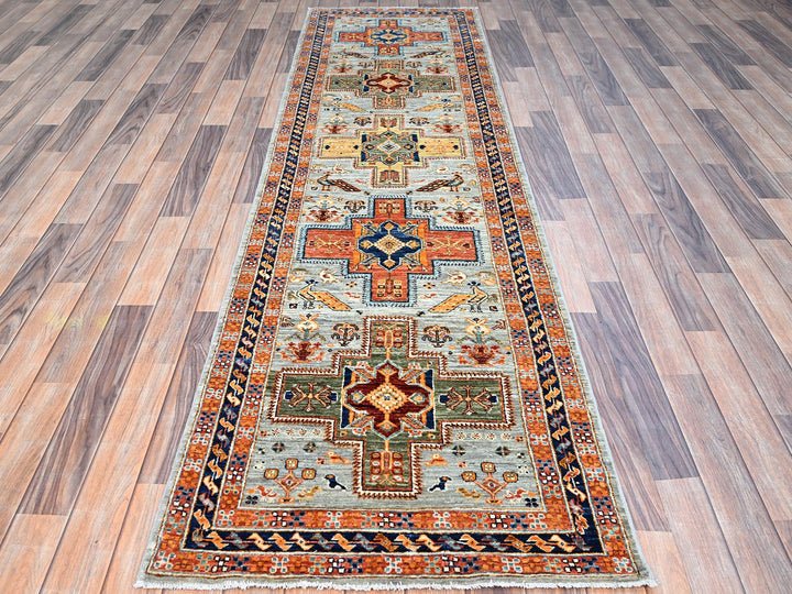 2'8" x 9'8" New Hand Knotted Grey Wool Runner Oriental Rug - MOA102155