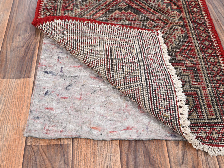 1'10" x 5'8" Vintage Hand Knotted Red Wool Runner Oriental Rug - MOA1021560