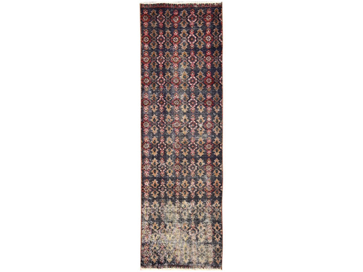 2'1" x 6'9" Vintage Hand Knotted Purple Wool Runner Oriental Rug - MOA1021563