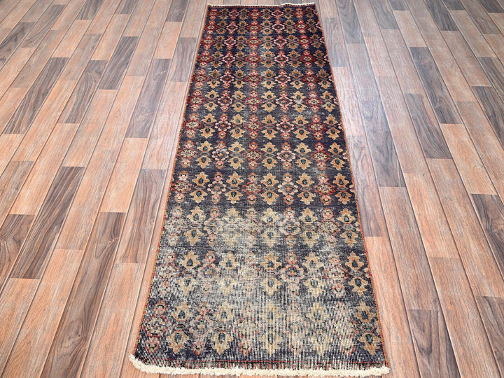 2'1" x 6'9" Vintage Hand Knotted Purple Wool Runner Oriental Rug - MOA1021563