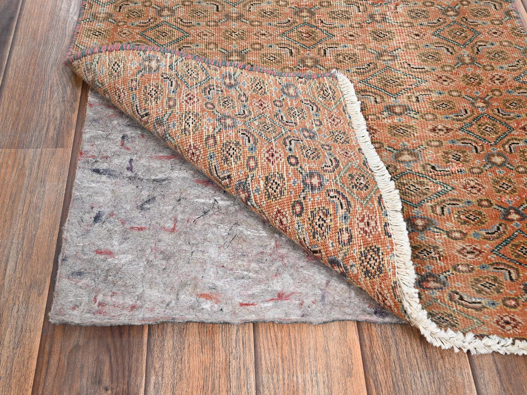 1'10" x 4'4" Vintage Hand Knotted Pink Wool Rectangle Oriental Rug - MOA1021564