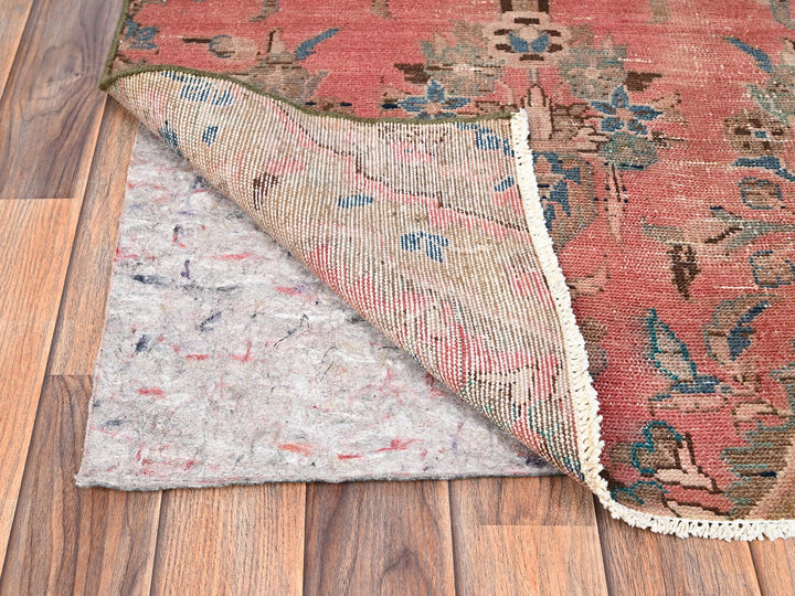2'8" x 12'9" Vintage Hand Knotted Pink Wool Runner Oriental Rug - MOA1021565