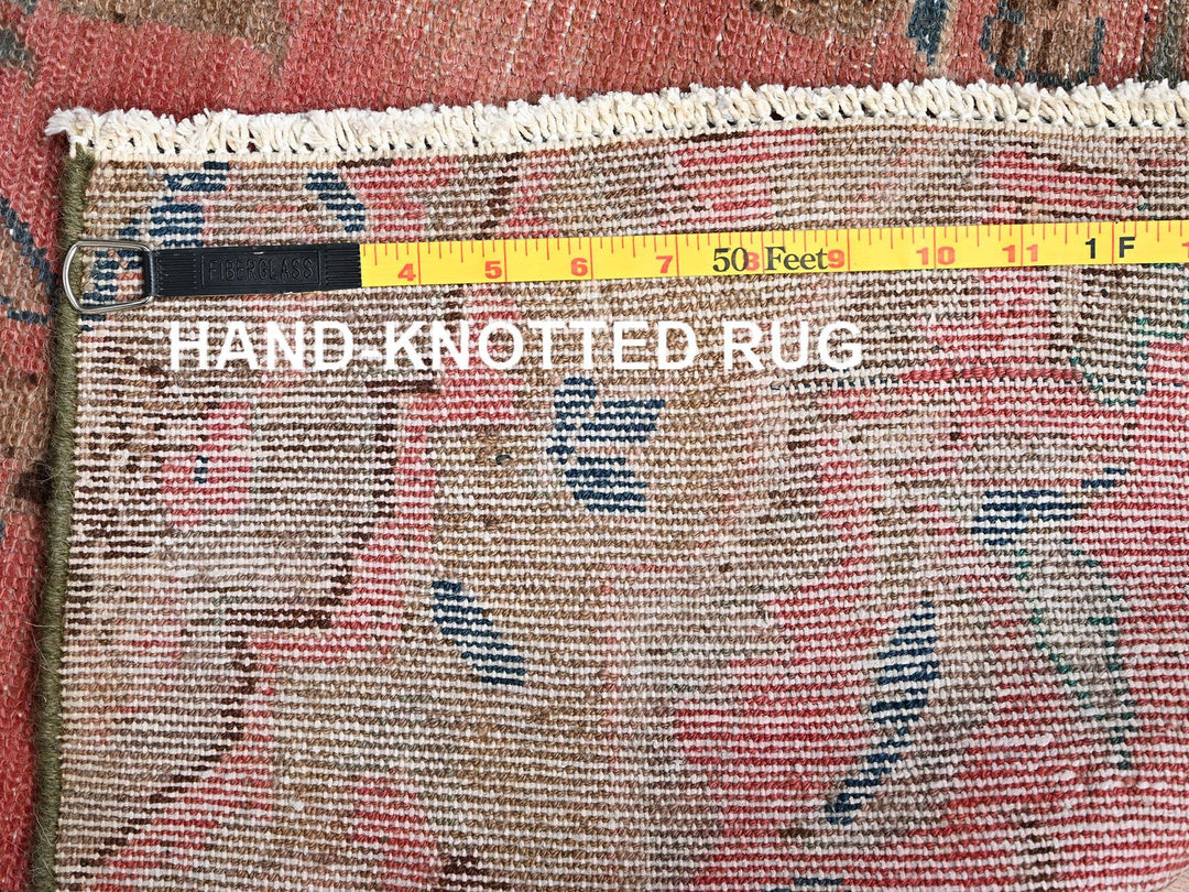2'8" x 12'9" Vintage Hand Knotted Pink Wool Runner Oriental Rug - MOA1021565