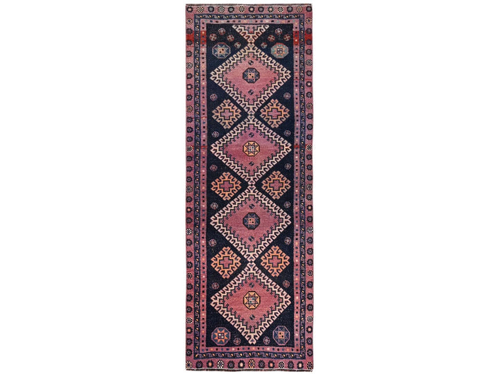 2'8" x 7'11" Vintage Hand Knotted Blue Wool Runner Oriental Rug - MOA1021567