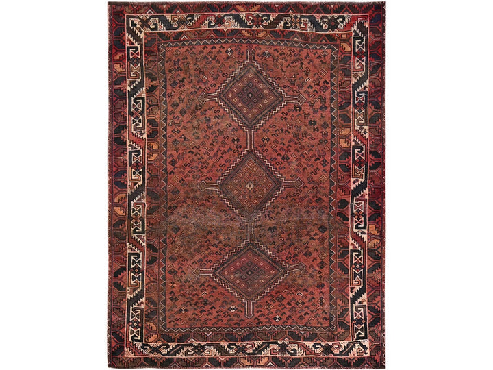 5'1" x 6'9" Vintage Hand Knotted Red Wool Rectangle Oriental Rug - MOA1021569