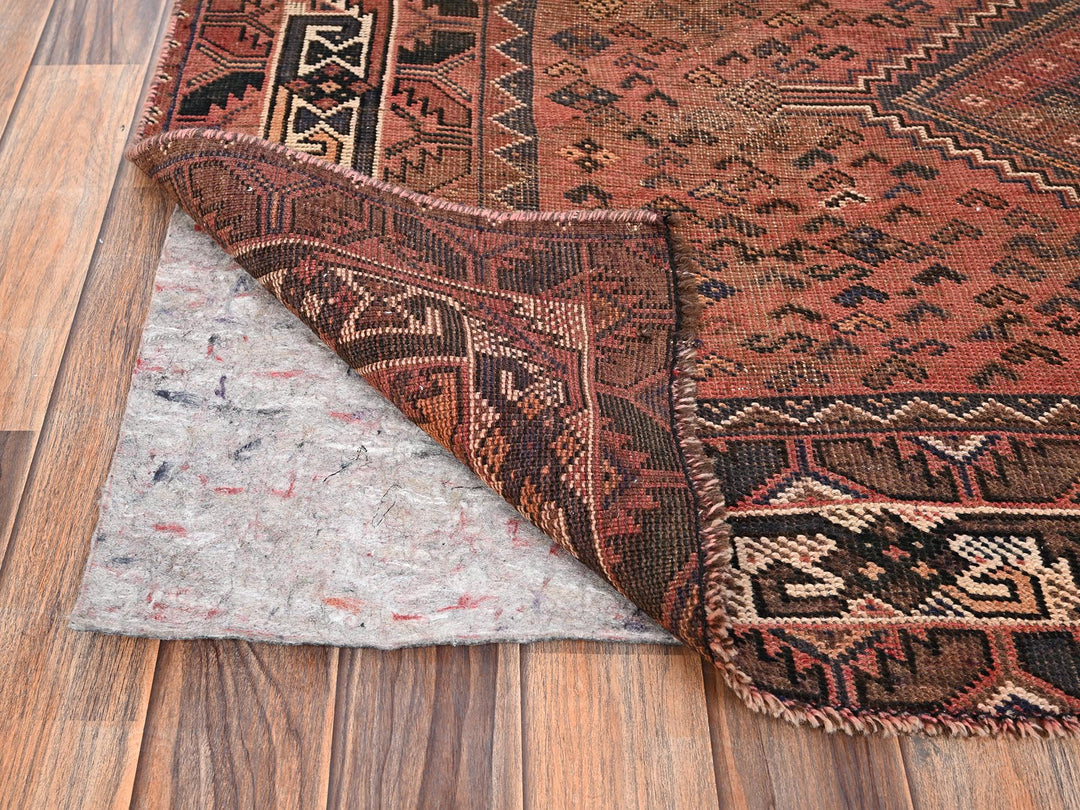 5'1" x 6'9" Vintage Hand Knotted Red Wool Rectangle Oriental Rug - MOA1021569